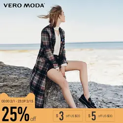 Vero Moda Новый wool50 % уличная плед двубортный прямой средней длины шерстяное пальто женщин | 317327504