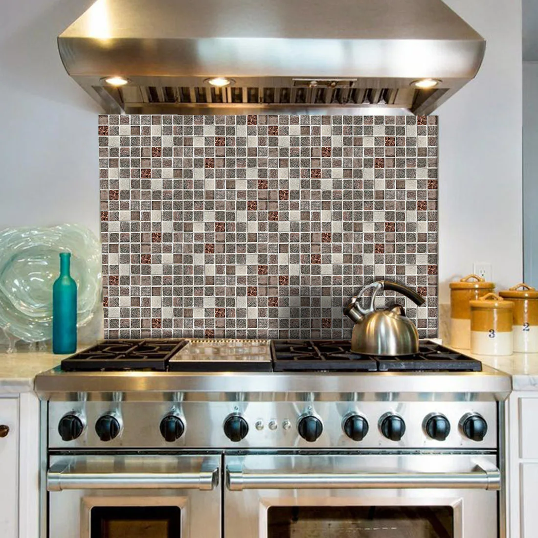 Mediterranean stone mosaic kitchen wall stickers waterproof and oil proof paper simulation tile stickers Mediterranean stone mosaic kitchen wall stickers waterproof and oil proof paper simulation tile stickers