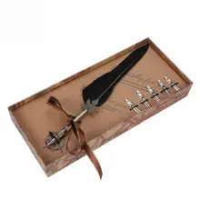 Европейский ретро перо пишущий с ручкой Nibs Подарочная коробка набор для друга/семьи черный