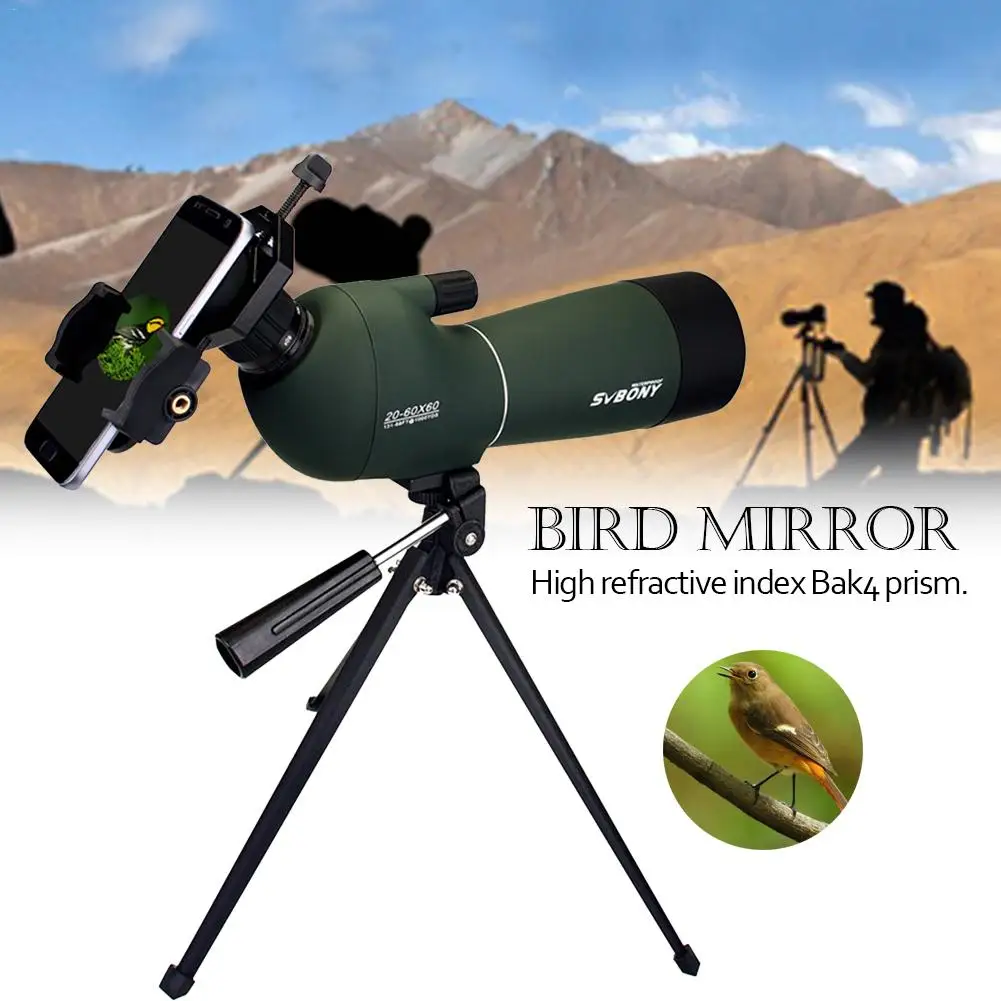 

SV28 60mm Spotting Scope Zoom Telescope Waterproof Birdwatch Hunting Monocular Universal Phone Adapter Mount