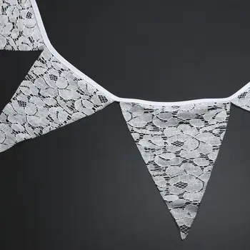 

12pcs White Lace Flags Cotton Banner Wedding Decoration Pennants Bunting Banner Birthday Party New Decorï¼Two Tao To Sell)