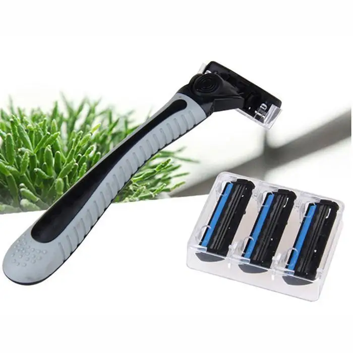 Men handle shaver manual shaving 3 layer hair removal shaver with blade