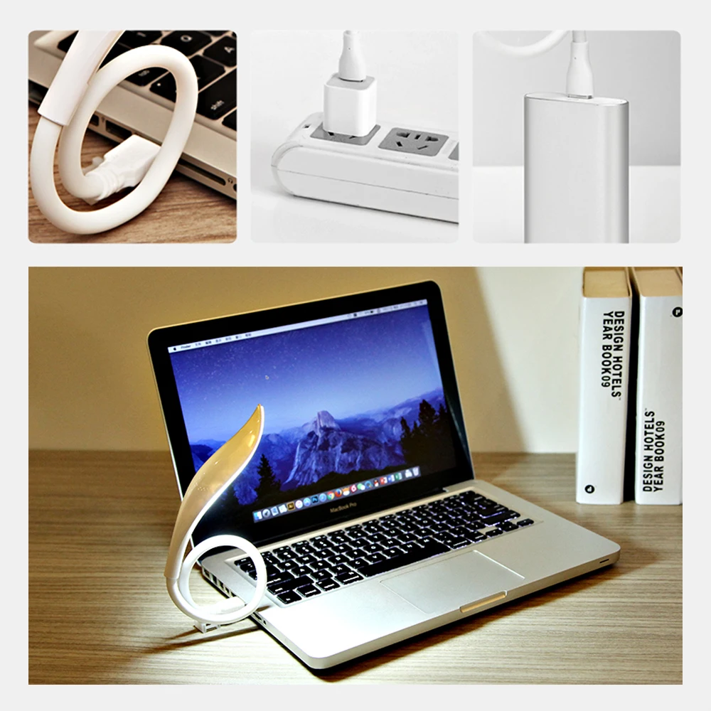 White Flexible USB 14 LED Lamp Light Torch for Laptop Computer Mac Desk /& Table