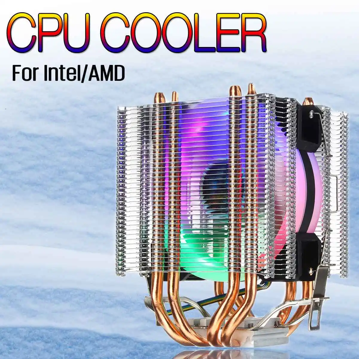 

90MM 4 Heatpipe CPU Cooler Dual Tower 4Pin RGB LED Fan Cooling Heatsink Radiator for Intel 775/1150/1151/1155/1156/1366 for AMD