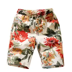 Для Мужчин's костюмы модные летние повседневные шорты мужчин цветочный пляжные бермуды шорты из хлопчатобуманой ткани "канифас" дышащий