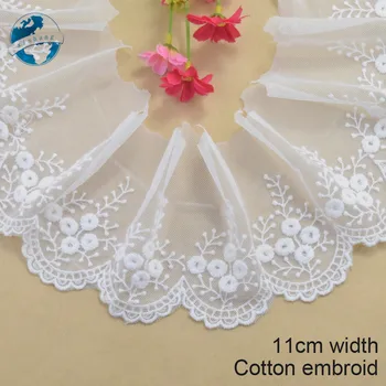 

11cm width Cotton embroid lace sewing ribbon guipure trims or fabric warp knitting DIY Garment Accessories wedding lace#3372