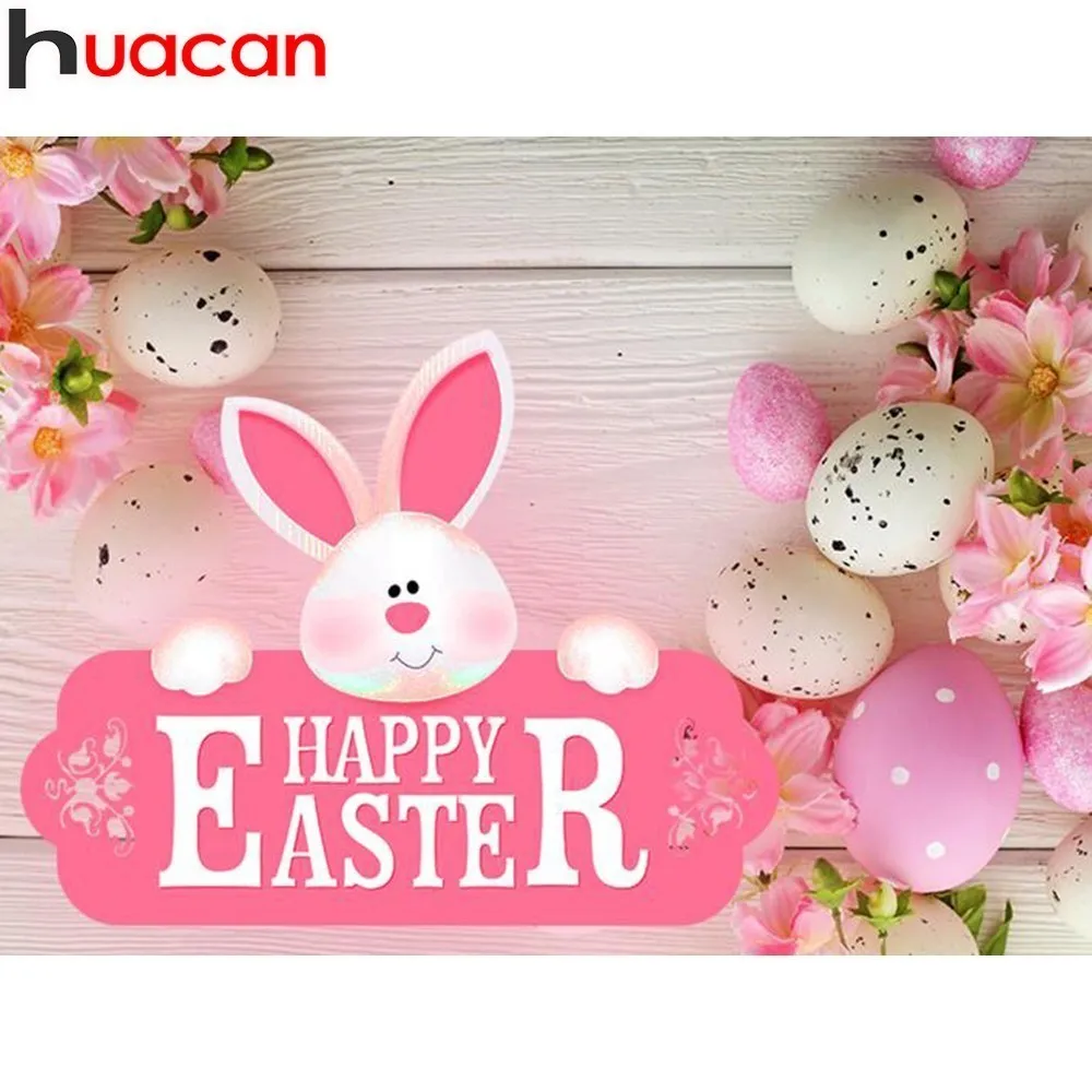 

Huacan Full Square Diamond Painting Rabbit Cartoon 5D Diamond Embroidery Easter Egg Home Decoration Picture Mosaic Rhinestone