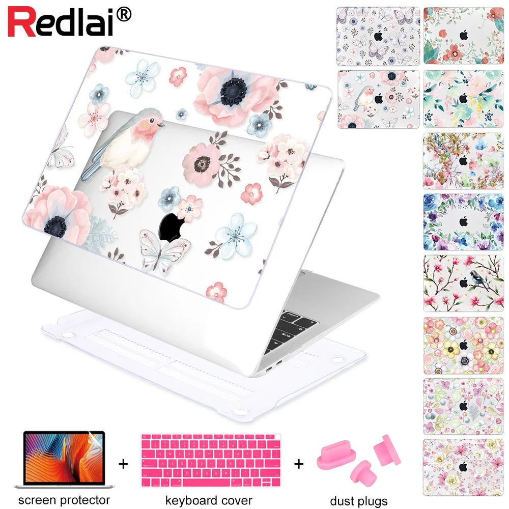 Floral Laptop Case for Apple Macbook Air Pro Retina 11 12 13 15 for MacBook Pro 13.3 inch with Touch bar 2018 A1932 A1989