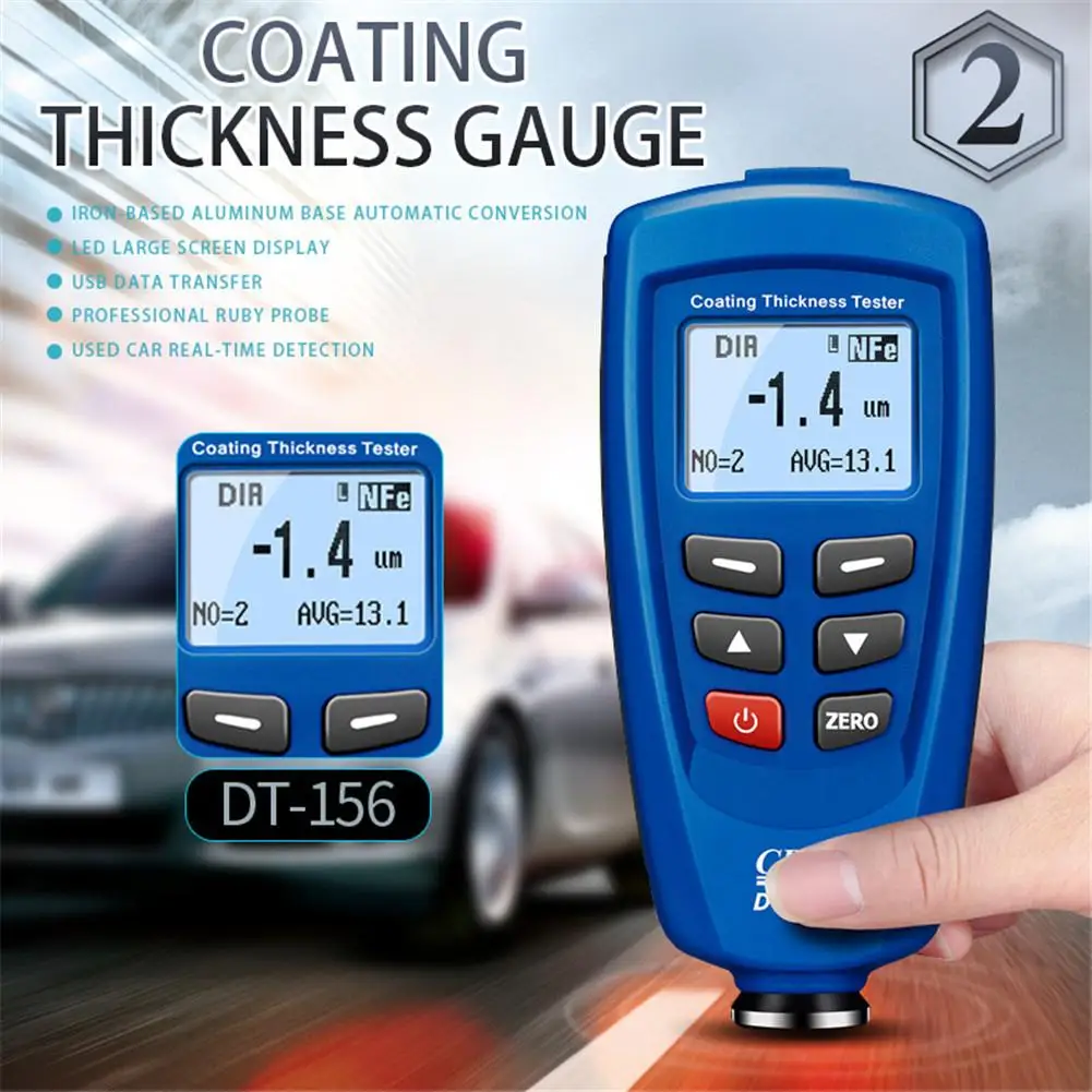 

DT-156 Digital Coating Thickness Gauge Ultrasonic Paint High Precision Used Car Real-time Detection With USB Cable CD Software