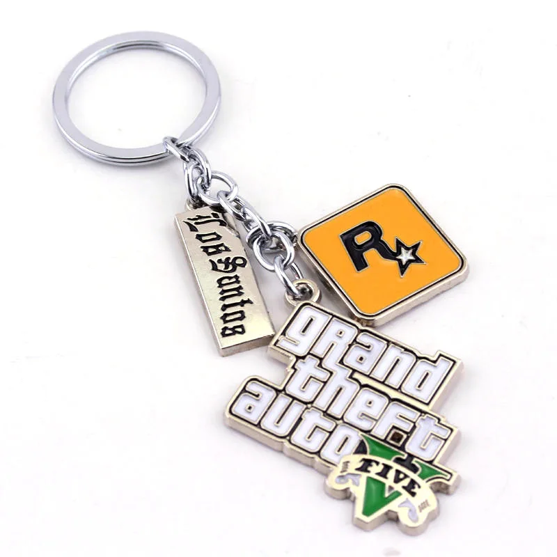 

PS4 GTA 5 Game keychain Hot Sale ! Grand Theft Auto 5 Key Chain For Fans Xbox PC Rockstar Key Ring Holder 4.5cm Jewelry Llaveros