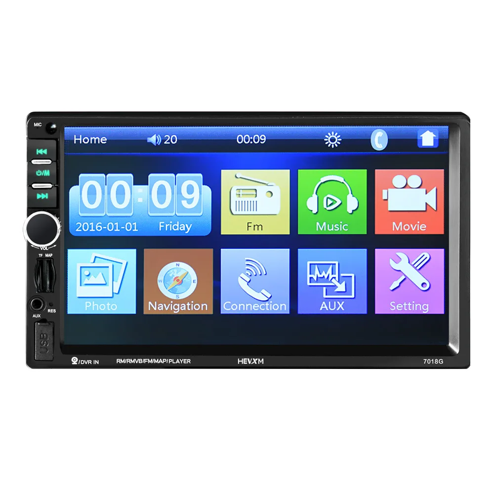 

HEVXM 7018G 2 Din 7 inch HD Touch Screen Car Radio Multimedia MP5 Player GPS Navigation with Camera and Southeast Asia Maps Bl