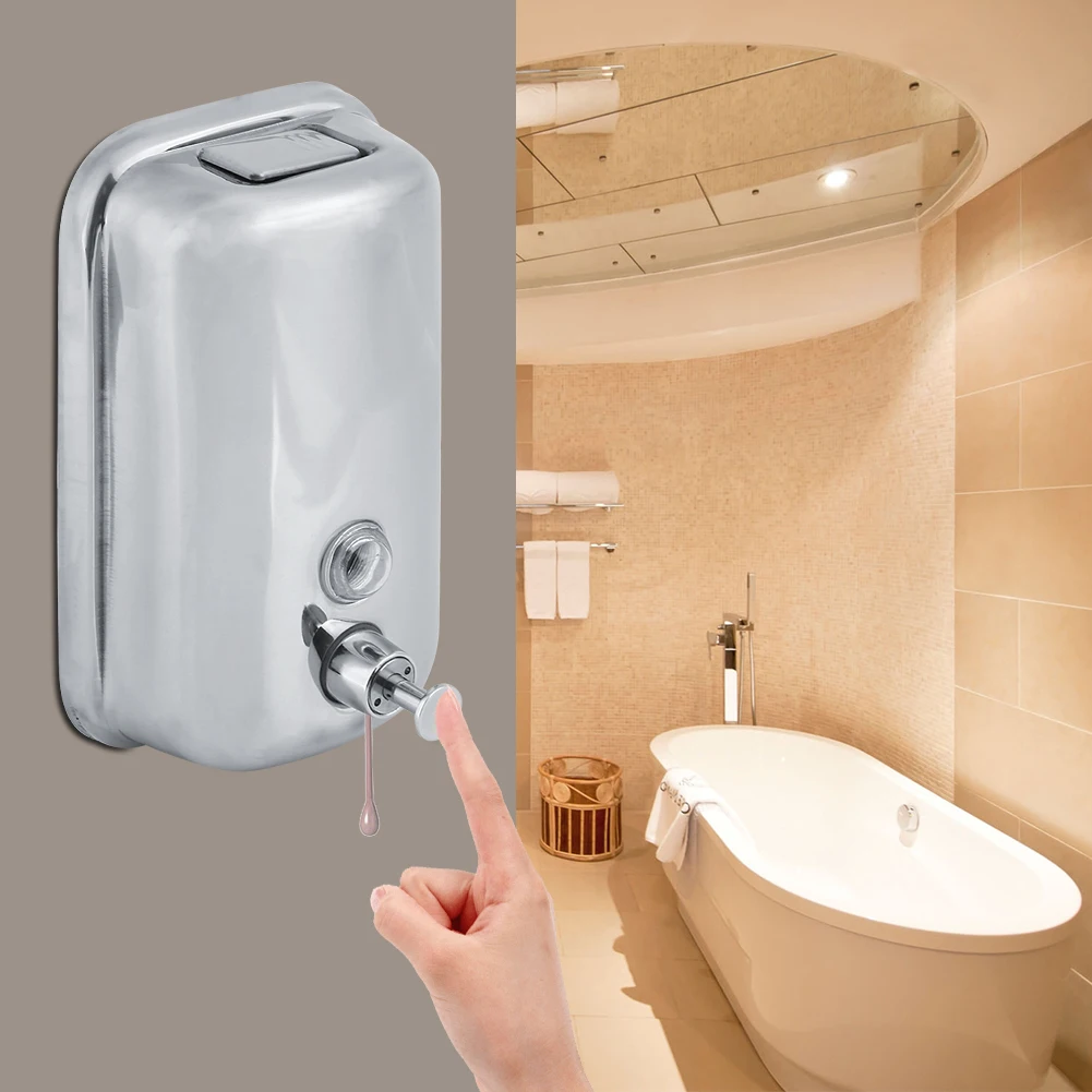 

Stainless Steel Liquid Soap Dispenser Wall Mounted Shampoo Lotion Container Kitchen Bathroom Manual Sanitizer pump 800/1000ml