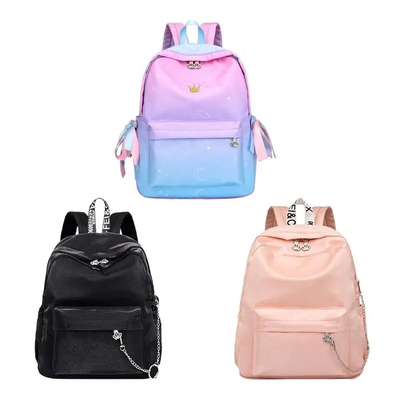 

Fashion Teenage Girls Backpack Nylon Crown Zipper Shoulder School Bags Gift