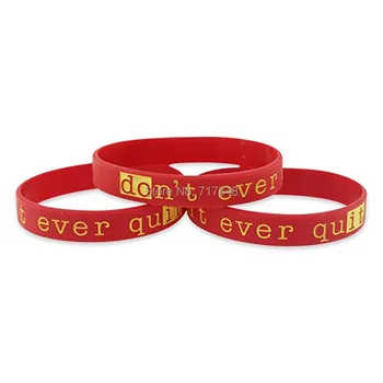 

100pcs Inspirational Quote DON'T EVER QUIT wristband silicone bracelets free shipping by epacket A