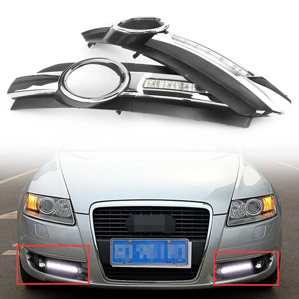 Светодиодные дневные ходовые огни для Audi A6 A6L C6 DRL Противотуманные фары 2005 2006 2007