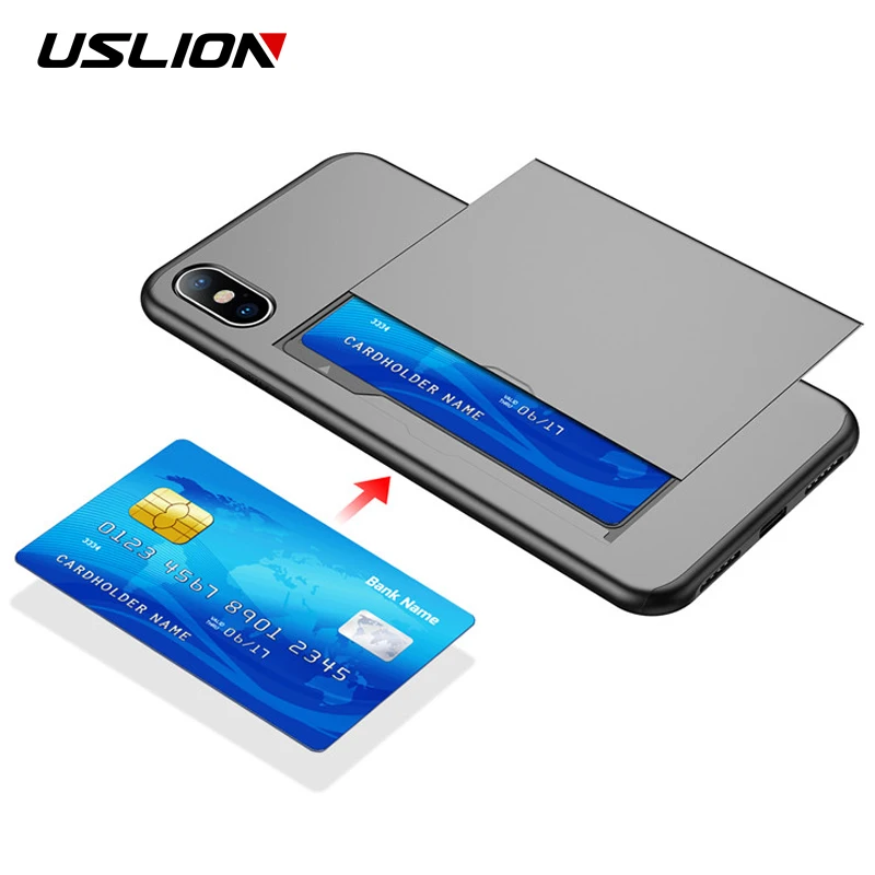 

USLION Card Slot Phone Case For Samsung Galaxy S8 S9 Plus S7 Note 8 9 Card Holder Cover for Samsung A3 A5 A7 J3 J5 J7 2016 Case