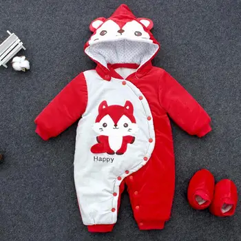 

Newborn Infant Cartoon One-pieces Clothes Baby Warm Very Thick Padded Romper Jumpsuit Outfit Removable Foot Covered Onesies