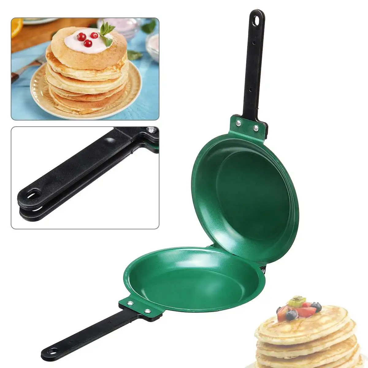 

7.5Inch Flip Double Side Frying Pan Non Stick Round for Cakes Pancake Toast Egg Breakfast Making Hand Frying Pan Kitchen Supply