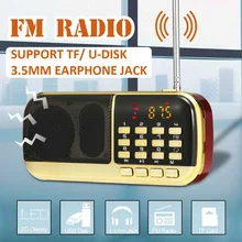 Mini Portable FM Radio Handheld Digital USB TF Card U-disk Earphone Port Music Player Speaker for Elder Birthday New Year Gift