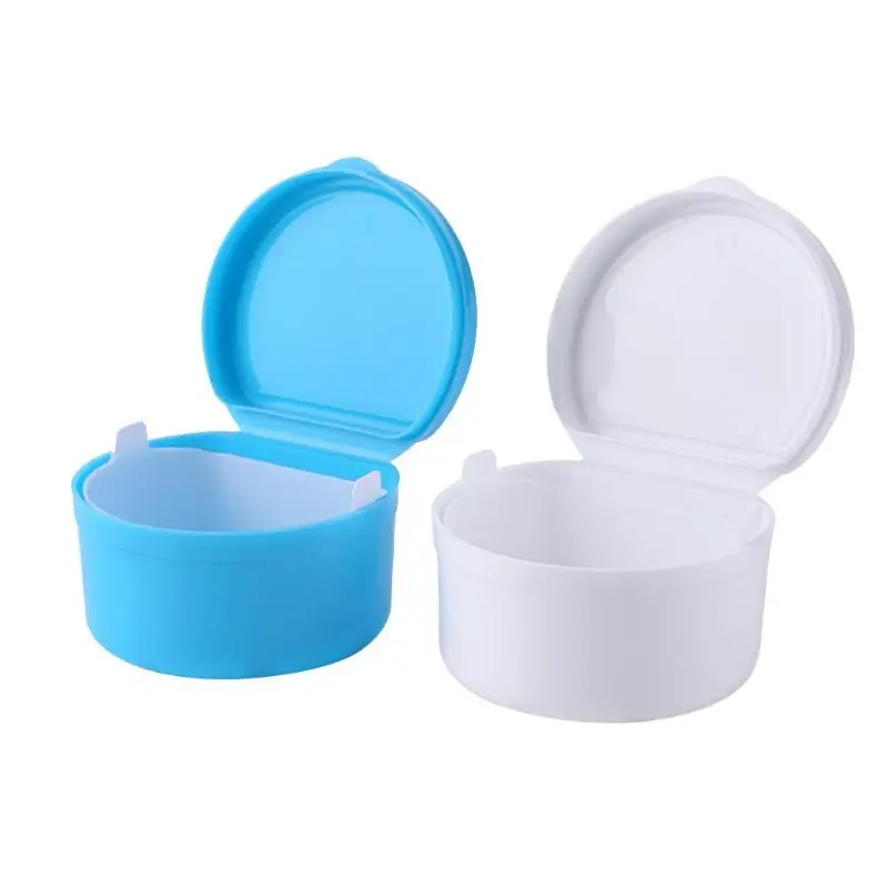 

Double Layers Dental False Teeth Bath Box Denture Storage Box Case Container with Hanging Net Denture Storage Box Random Color
