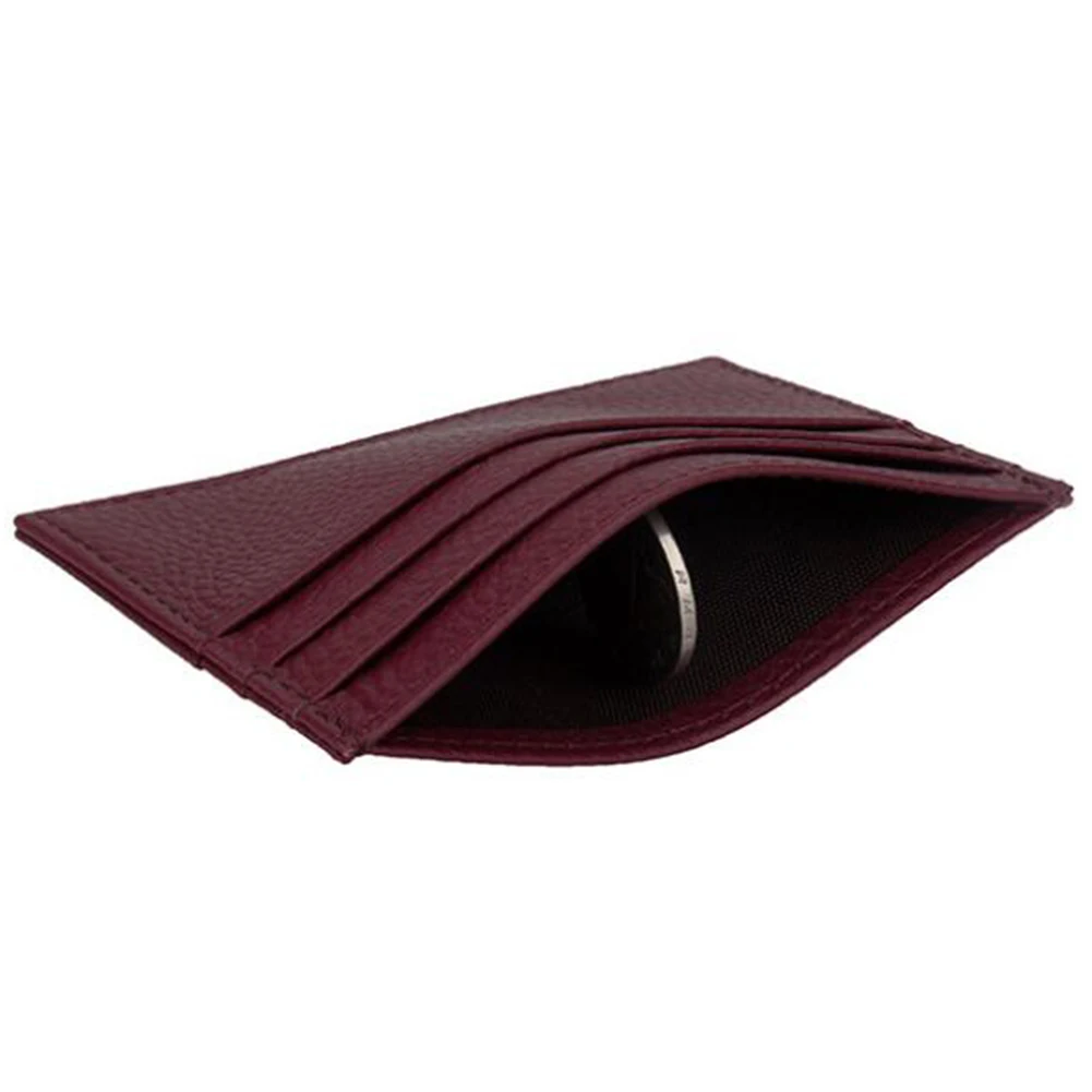 

Genuine Leather Candy Color Credit Card Cover Multi Slot Slim ID Card Holder Simple ID Holders Brown Thin Small Card Holders