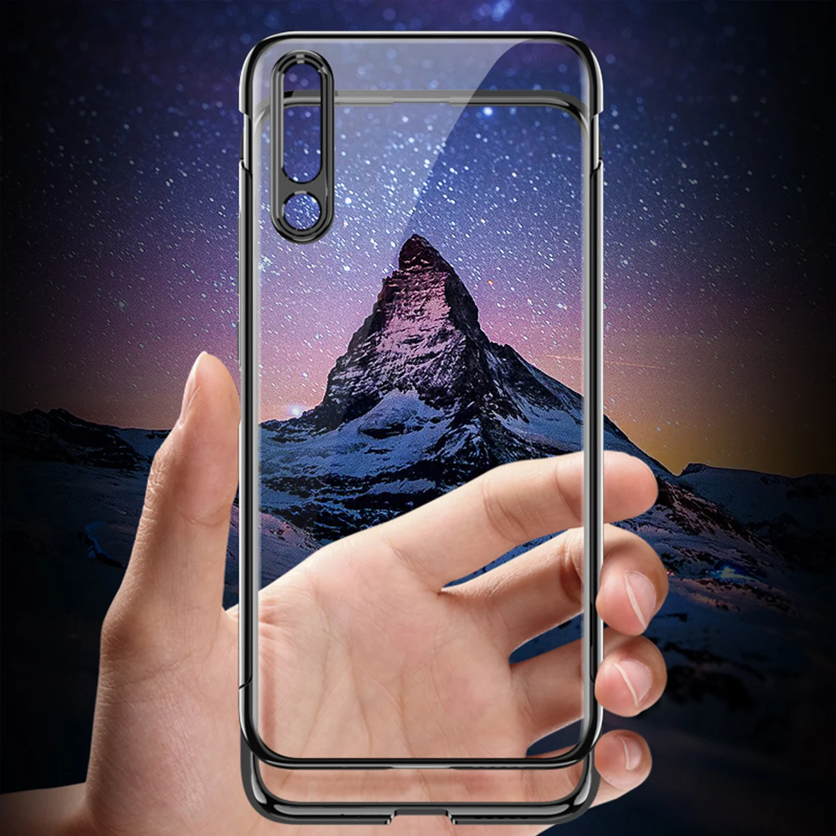 

for Huawei Honor Magic 2 Transparent Back Case Sliding Closure Design PC Hard Case Shockproof Anti-scratch Protective Cover