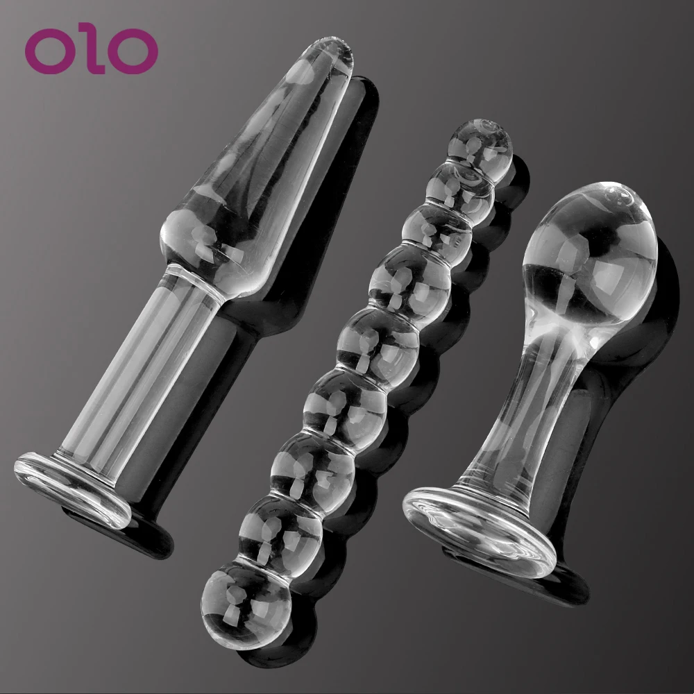 OLO 3Pcs/set Anal Plug Glass Crystal Bead Dildo G-spot Prostate Massager Butt Stimulation Sex Toys for Women Men | Красота и здоровье