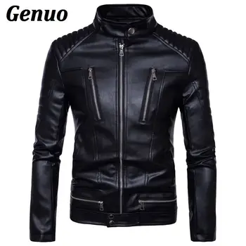 

High Quality Black Leather Jacket Men Genuo Winter New Faux Leather Jacket Male Stand Collar Casual Windpfoof Outwear 5XL