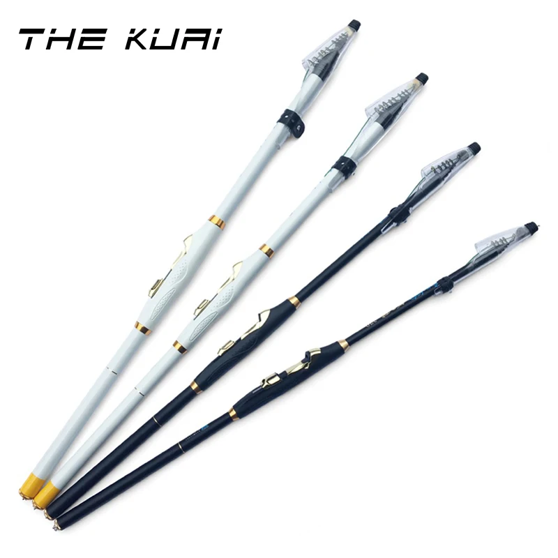 

THEKUAI Hard 2.7/3.6/4.5/5.4/6.3Meters Rock Hand Pole Carbon Fiber Telescopic Spinning Fishing Rods Fish Tackle Black/White