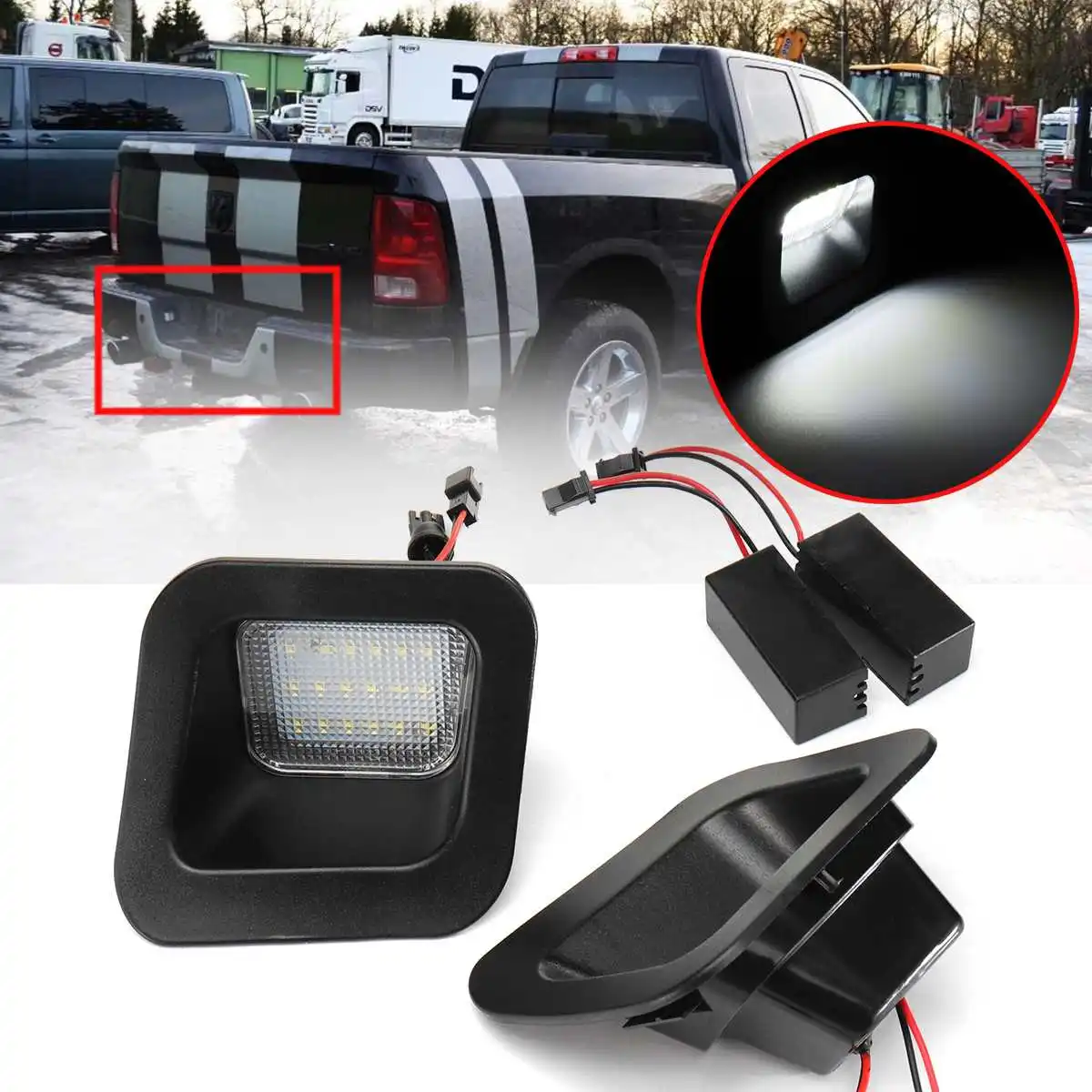 

Pair LED Car License Number Plate Lights for Dodge RAM 1500 2500 3500 2003-2015 Auto White Illumination Licence Plate Light