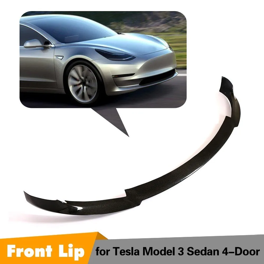 

Front Spoiler fits Tesla Model 3 Sedan 2016 2017 2018 Tuning Real Carbon Fiber Front Bumper Lip Chin Splitter