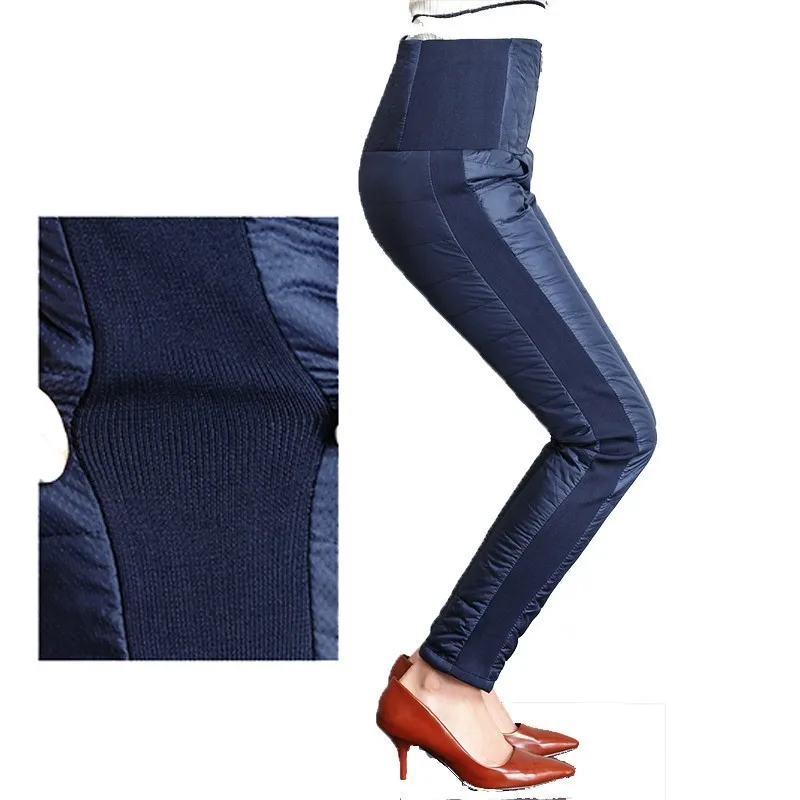 

winter Women fashion elastic force Down pants Plus sizeThick warm Elasticity female long Pencil pants vadim pantalon femme l126