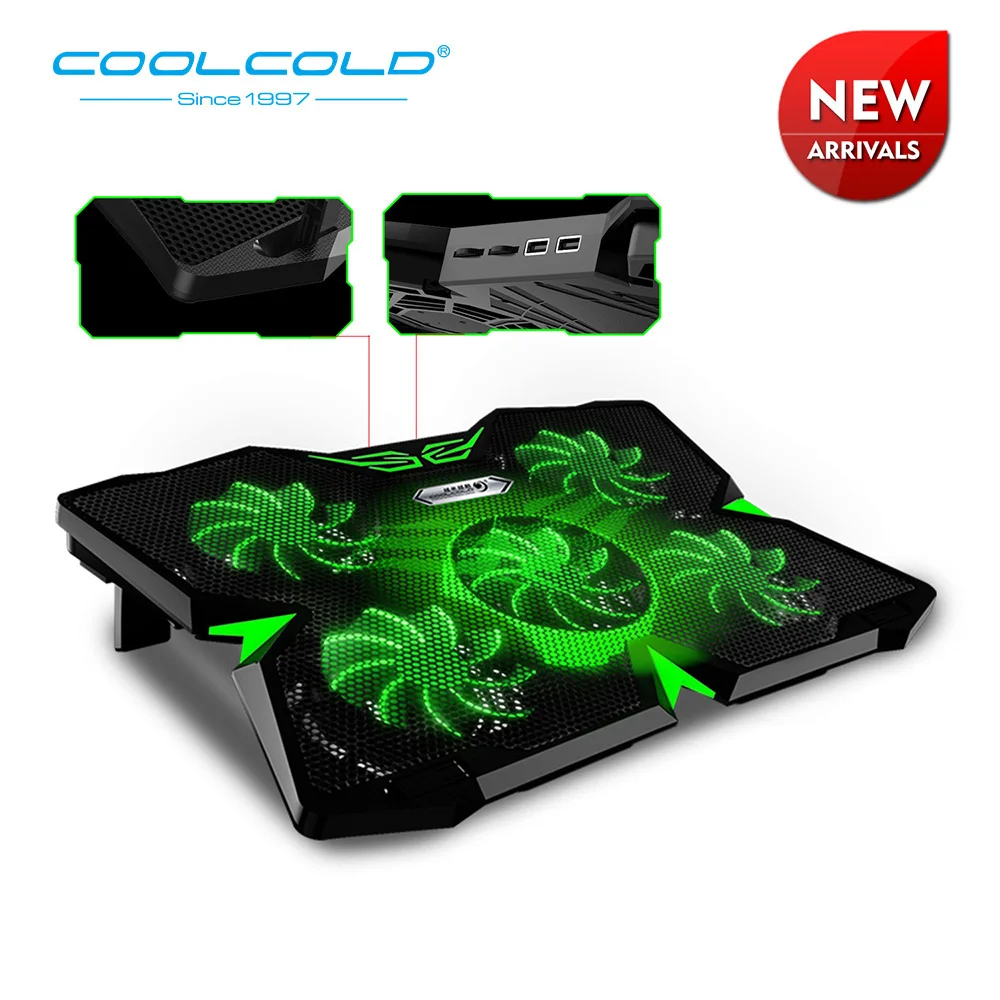 COOLCOLD игровой охлаждающее устройство для ноутбука охлаждающая подставка пять вентиляторы с светодиодный светильник для детей возрастом от 12 ''14'' 15,6 ''17'' планшет ноутбук Тетрадь USB кулер