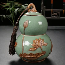 Китайский cucurbit стиль чайная банка керамика большая герметичная упаковочная коробка фиолетовый песок чай пуэр черный чай caddy еда хранения банка