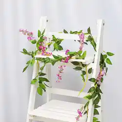 7FT дома шлейф цветы искусственная Глициния лоза гирлянды растительная листва Свадебная вечеринка подвесной ротанговый стены