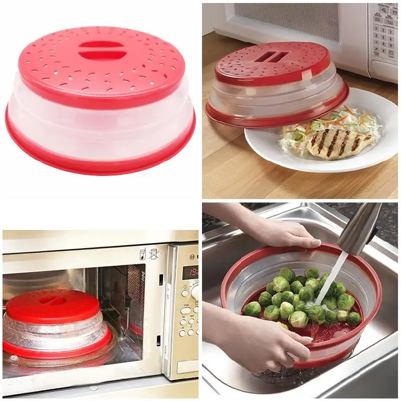 

Collapsible Microwave Cover Folding Plate Colander Strainer Non-toxic For Fruit Vegetables WXV Sale