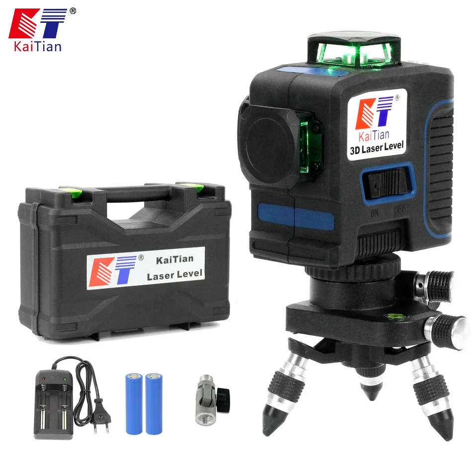 

KaiTian 3D Laser Level 12 Lines Self-Leveling 360 Rotary Horizontal 532nm Vertical Cross Green Lasers Beam Line Lazer Level Tool