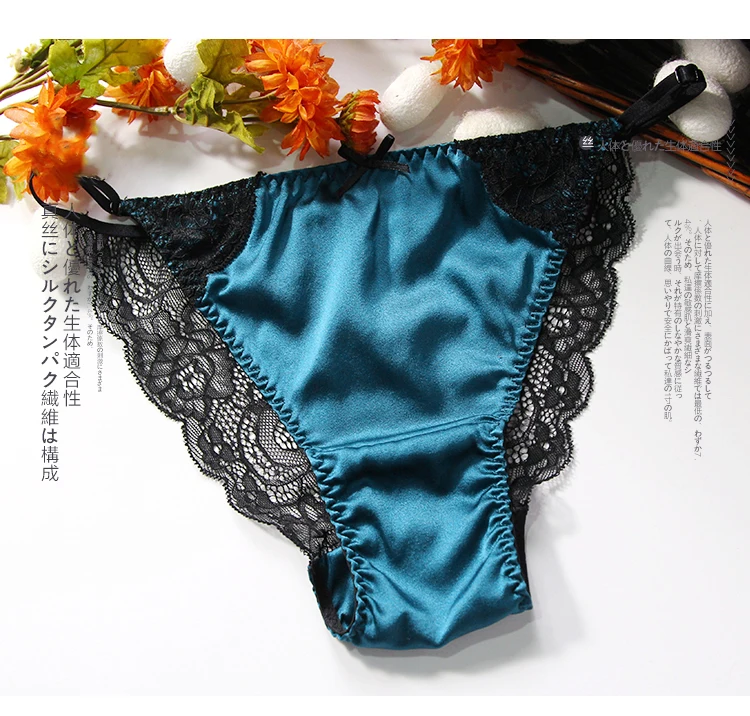 

New 100% Natural silk Women Lace Sexy PANTIES For Women Hipster Thong calcinha briefs Sexy Underwear tanga string g string