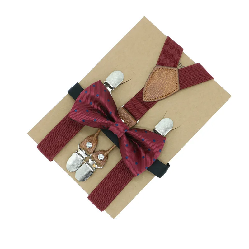 Boys Wedding Accessory Suspender Perfect Match Adjustable Noble Pattern Bow Tie Set Matching Outfits