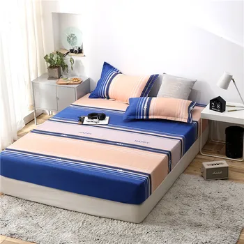 

1pcs 100%Polyester Printed Solid Fitted Sheet Mattress Cover Four Corners With Elastic Band Bed Sheet68