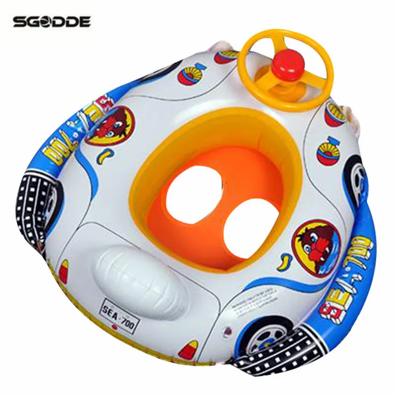 

New Cute Baby Inflatable Swimming Pool Ring Seat Floating Car Shape Boat Aid Trainer with Wheel Horn Suit Pool Rings Float