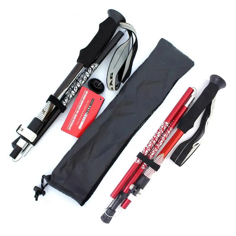 

Outdoor Sports Telescopic Folding Trekking Stick Mountaineering Travel By Walking Exquisite Polyester Mountaineering Cane