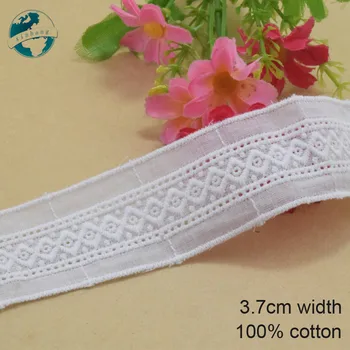 

5yards 3.7cm white 100% cotton embroidery lace french lace ribbon fabric guipure diy trims wedding lace sewing Accessories#3833