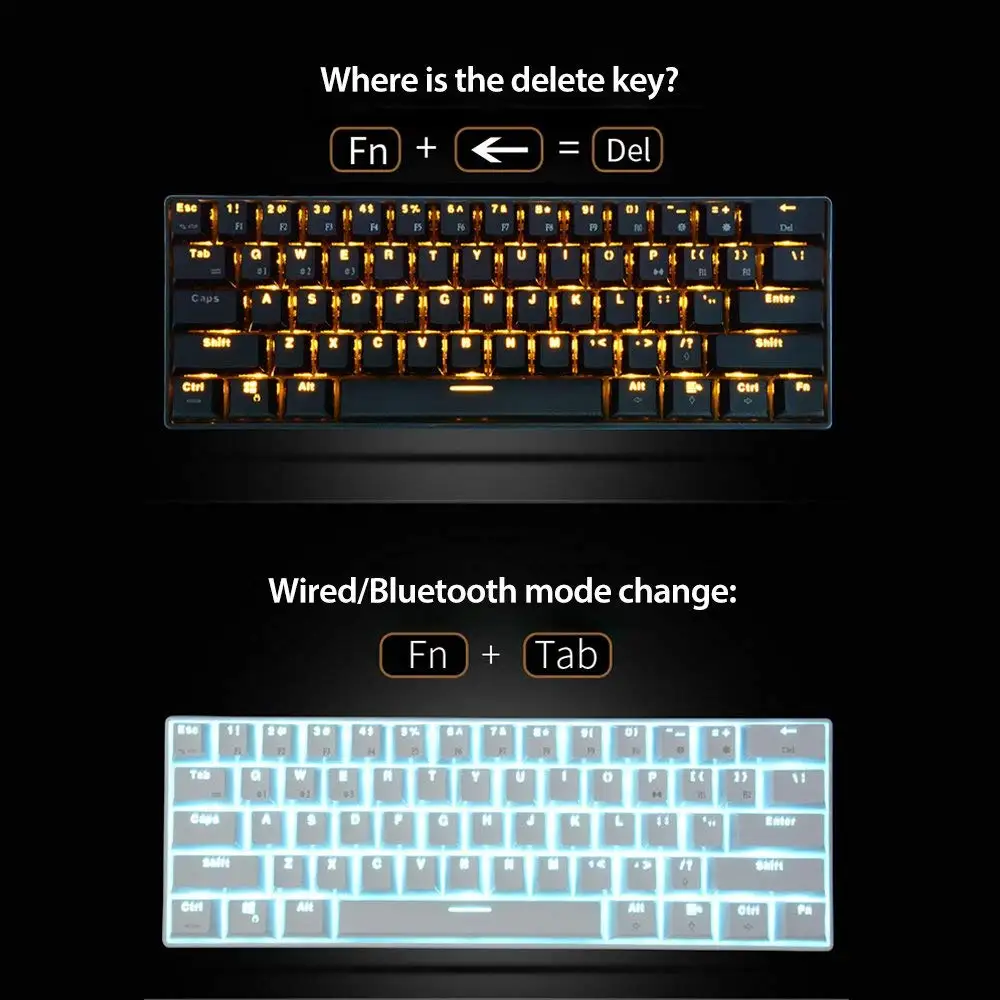 RK61 Проводная Беспроводная Механическая игровая клавиатура 61 Ключ Bluetooth 3 0