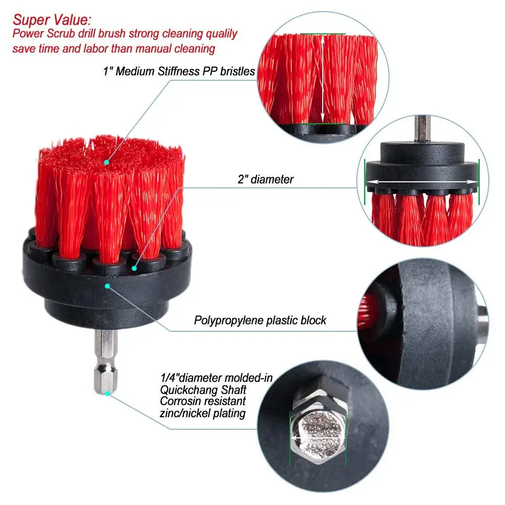 Щетка для дрели, мягкая средняя насадка, скраб, чистящий набор для бассейна, плитка для пола, кирпич, керамические мраморные ковры, 2, 3, 4, 5 дюймов