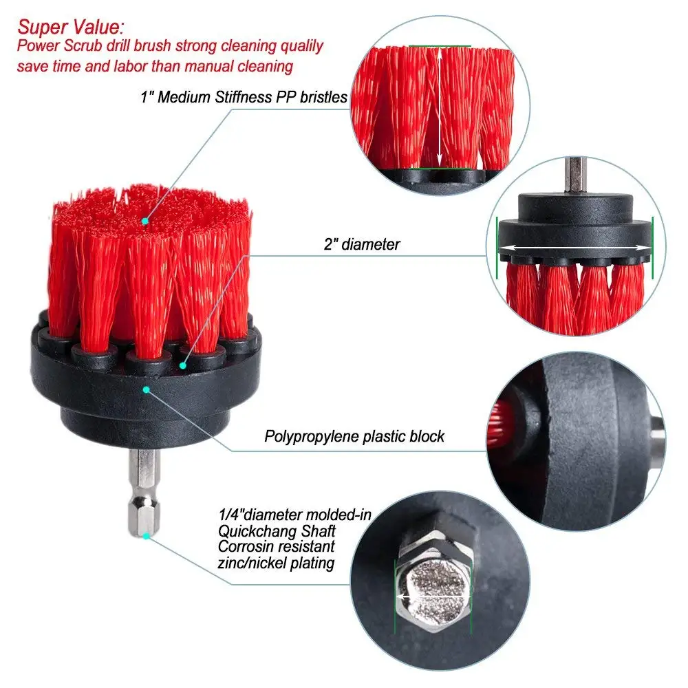 Ceny Szczotka na wiertarkę miękki średni zestaw do szorowania zestaw do czyszczenia płytki basenowe cegły ceramiczne marmurowe dywany 2 3 4 5 cali