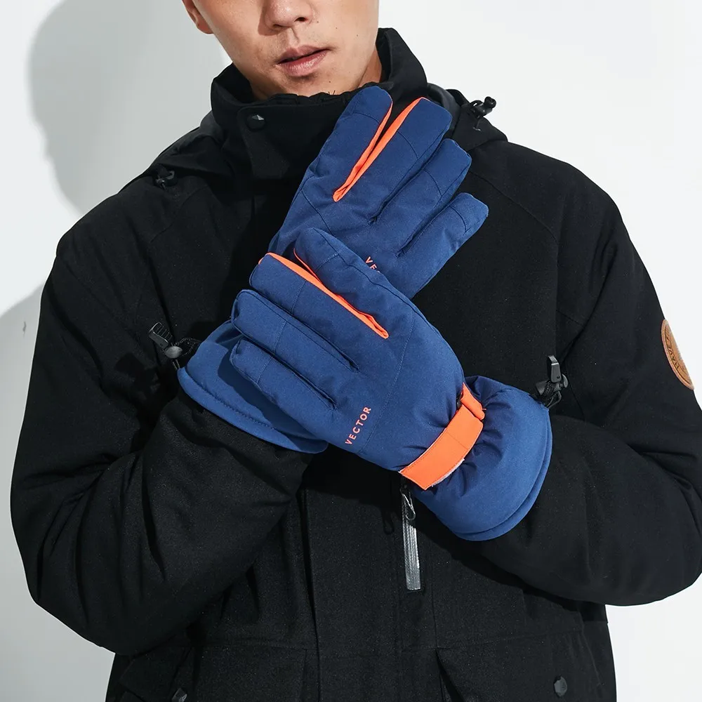 Лыжные перчатки Экстра толстые зимние спортивные сноуборд синтетический утеплитель теплый водонепроницаемый ветрозащитный Лыжный Спорт Мужчины Открытый синий оранжевый