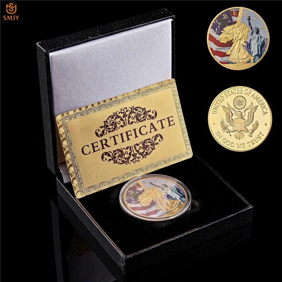 

2017 US Gold/Silver Commemorative Coin Statue Of Liberty USA Challenge Token Coin W/Luxury Box