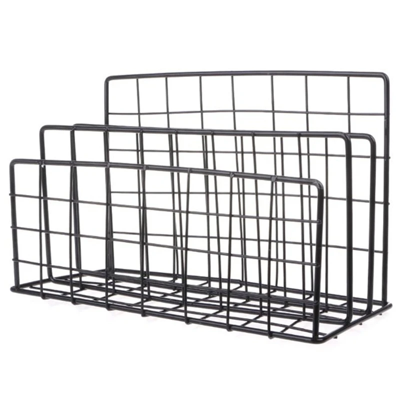 الشمال نمط الحديد الفن شبكة تخزين الرف حامل كتب ثلاثة طبقة سطح المكتب مجلة الرف منظم منزلي الديكور
