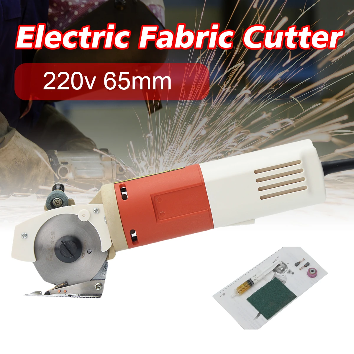 

220V AC 150W 65mm Rotary Blade Electric Round Knife Cloth Cutter Fabric Cutting Machine Power Tools